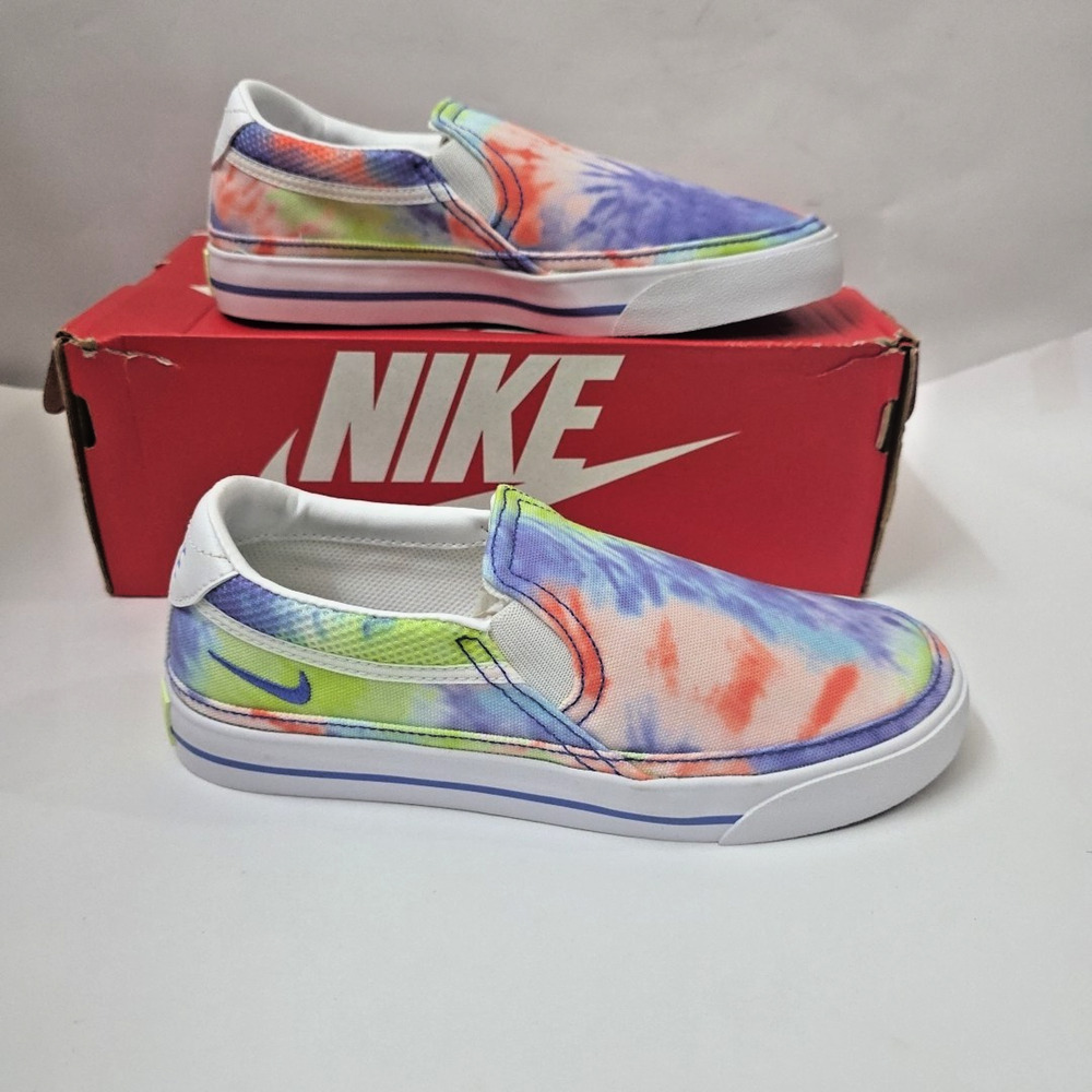 Women's Nike Court Legacy CZ1752-900 Multicolor Tie Dye Slip On Shoes Size 5.5